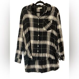 Lovestitch Womens Plaid Long Sleeve Button Up Shirt NWOT